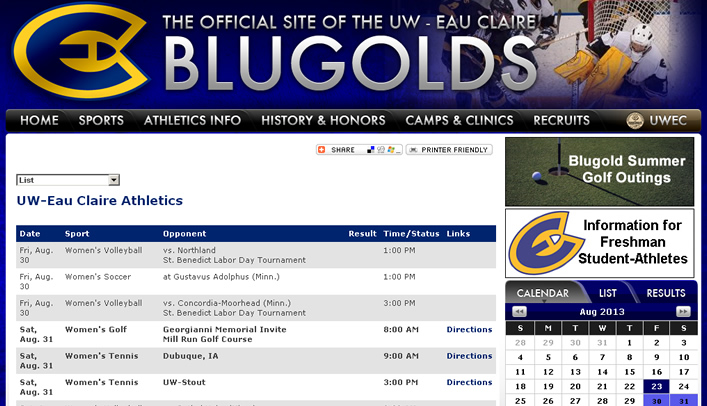 Blugolds' 2013-14 Schedules Now Available