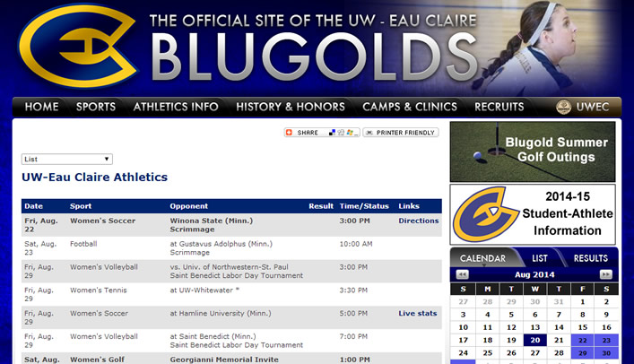 Blugolds' 2014-15 Schedules Now Available